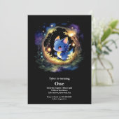 Dragon First Birthday Einladung (Stehend Vorderseite)