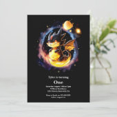 Dragon First Birthday Einladung (Stehend Vorderseite)