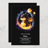 Dragon First Birthday Einladung (Vorne/Hinten)