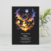 Dragon First Birthday Einladung (Stehend Vorderseite)