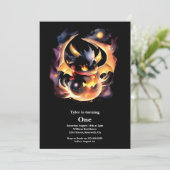 Dragon First Birthday Einladung (Stehend Vorderseite)