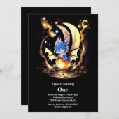 Dragon First Birthday Einladung (Vorne/Hinten)