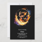 Dragon First Birthday Einladung (Vorderseite)