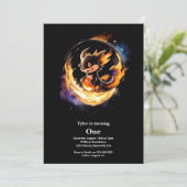 Dragon First Birthday Einladung (Stehend Vorderseite)