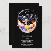 Dragon First Birthday Einladung (Vorne/Hinten)