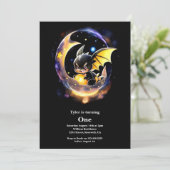Dragon First Birthday Einladung (Stehend Vorderseite)