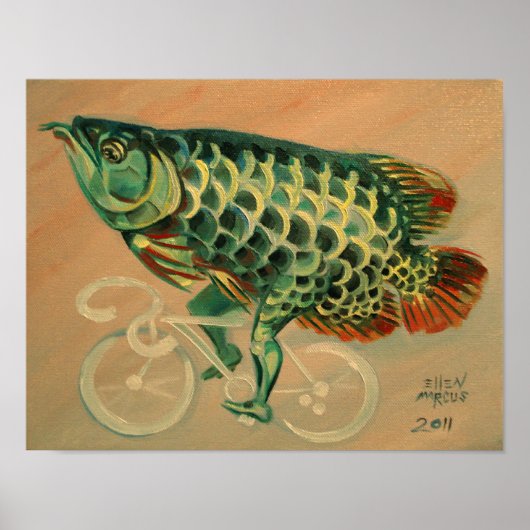 Dragon Fish on a Bicycle Poster (Vorne)