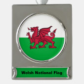 Dragon Flag of Wales, Celtic Welsh National Flag Banner-Ornament Silber (Vorderseite)