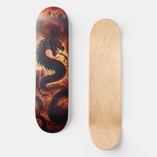 Dragon flame skate skateboard (Vorderseite)