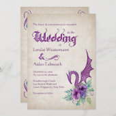 Dragon Floral Wedding Einladung (Vorne/Hinten)