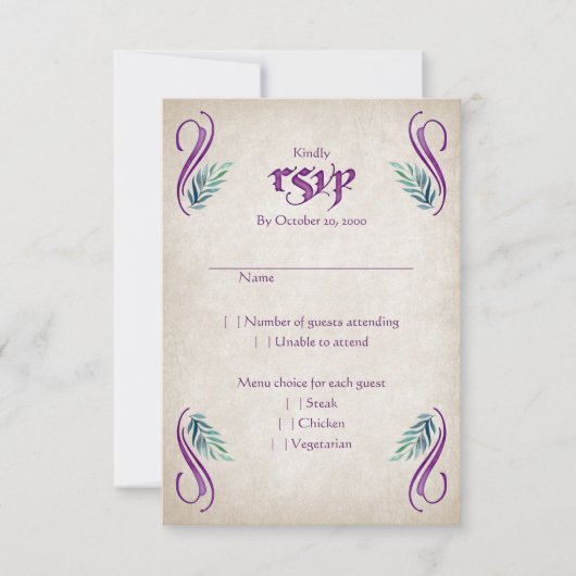 Dragon Floral Wedding RSVP Karte (Vorderseite)