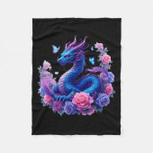 Dragon Flowers Beautiful Art Colorful Graphic Fleecedecke (Vorderseite)