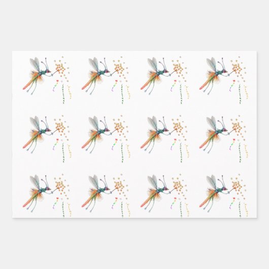 Dragon Fly Fairy Weihnachtsgeschenk Wrapping Paper Geschenkpapier Set (Vorderseite 3)