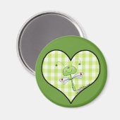 Dragon Fly im Herzen von Gingham Magnet (Vorderseite/Rückseite)