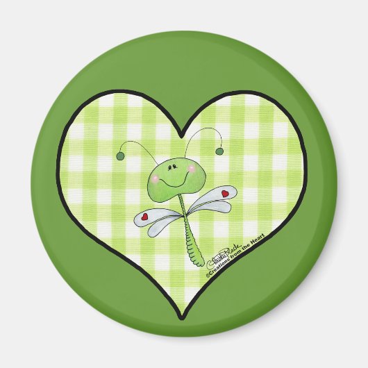 Dragon Fly im Herzen von Gingham Magnet (Vorne)