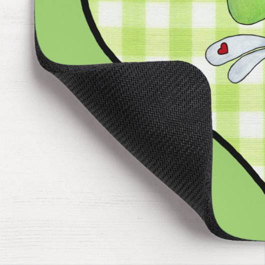 Dragon Fly im Herzen von Gingham Mousepad (Ecke)