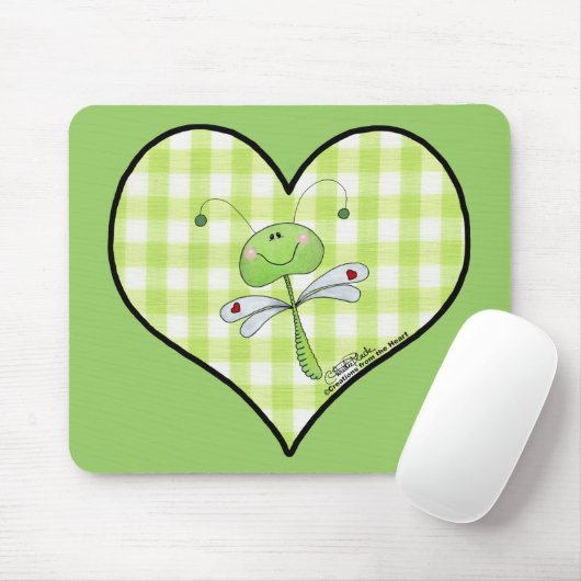 Dragon Fly im Herzen von Gingham Mousepad (Mit Mouse)