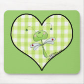 Dragon Fly im Herzen von Gingham Mousepad (Vorne)