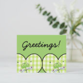 Dragon Fly im Herzen von Gingham Postkarte (Stehend Vorderseite)
