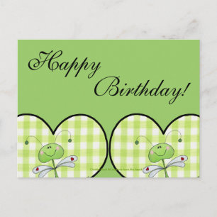 Dragon Fly im Herzen von Gingham Postkarte