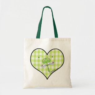 Dragon Fly im Herzen von Gingham Tragetasche