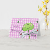 Dragon Fly on Pink Gingham Karte (Gelbe Blume)