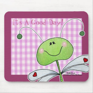 Dragon Fly on Pink Gingham Mousepad