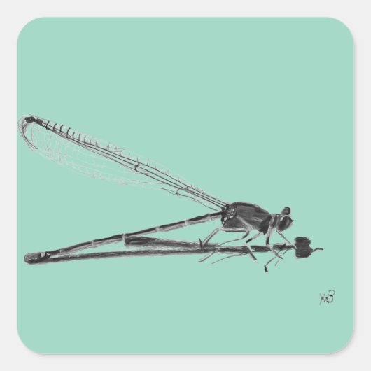 Dragon Fly Quadratischer Aufkleber (Vorderseite)