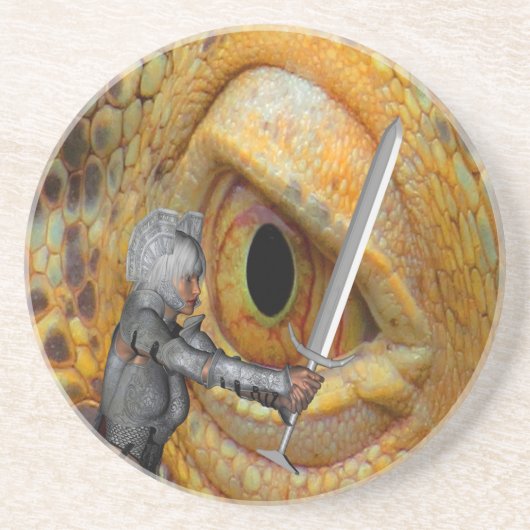 Dragon Folk Tale Sandstein Untersetzer (Vorne)