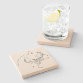 Dragon Fossils Steinuntersetzer (Seitenansicht)