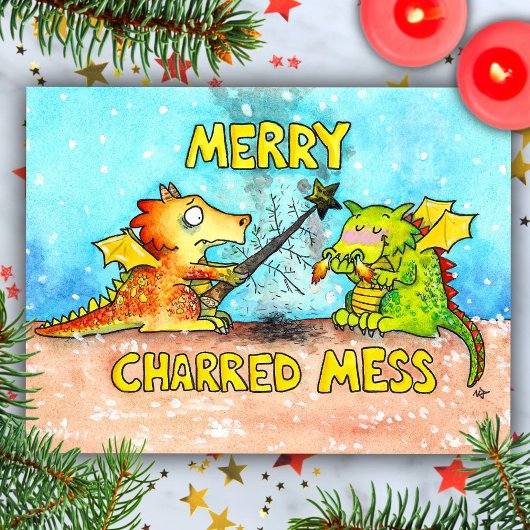 Dragon Frohe Weihnachts-Postkarte von Nicole Janes Postkarte