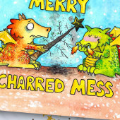 Dragon Frohe Weihnachts-Postkarte von Nicole Janes Postkarte