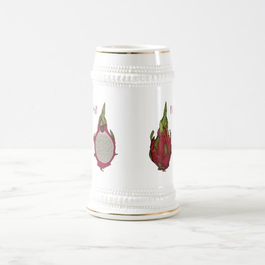 Dragon Frucht Cartoon Illustration Bierglas (Mittel)