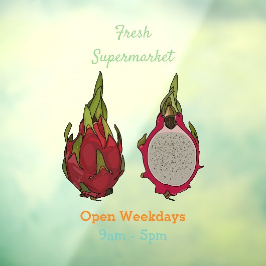 Dragon Frucht Cartoon Illustration Fensteraufkleber (Blatt 3)