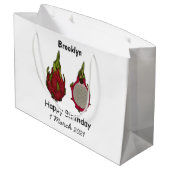 Dragon Frucht Cartoon Illustration Große Geschenktüte (Rückseite Schrägansicht)