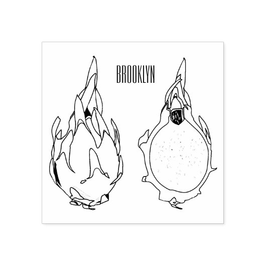 Dragon Frucht Cartoon Illustration Gummistempel (Prägung)