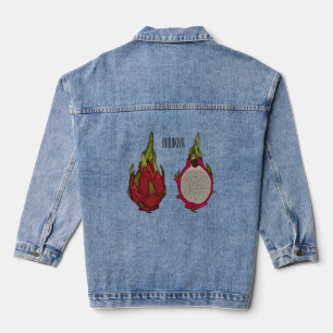 Dragon Frucht Cartoon Illustration Jeansjacke