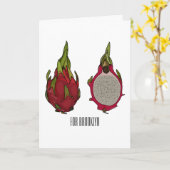 Dragon Frucht Cartoon Illustration Karte (Gelbe Blume)