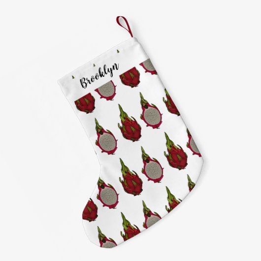 Dragon Frucht Cartoon Illustration Kleiner Weihnachtsstrumpf (Rückseite (Hängend))