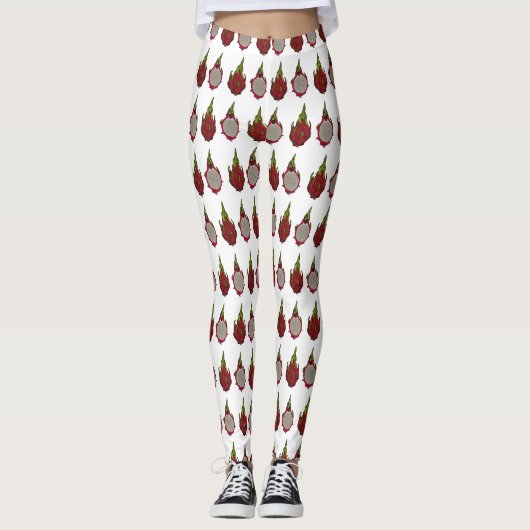 Dragon Frucht Cartoon Illustration Leggings (Vorderseite)
