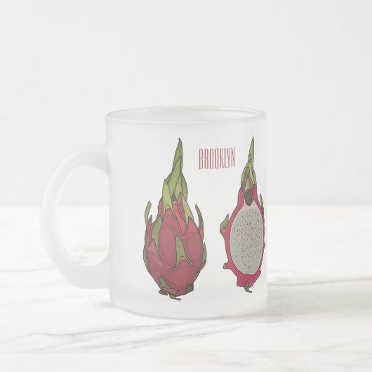 Dragon Frucht Cartoon Illustration Mattglastasse (Links)