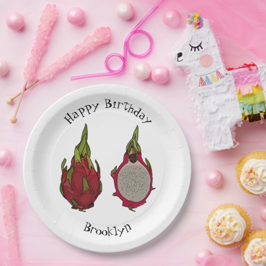 Dragon Frucht Cartoon Illustration Pappteller (Party)