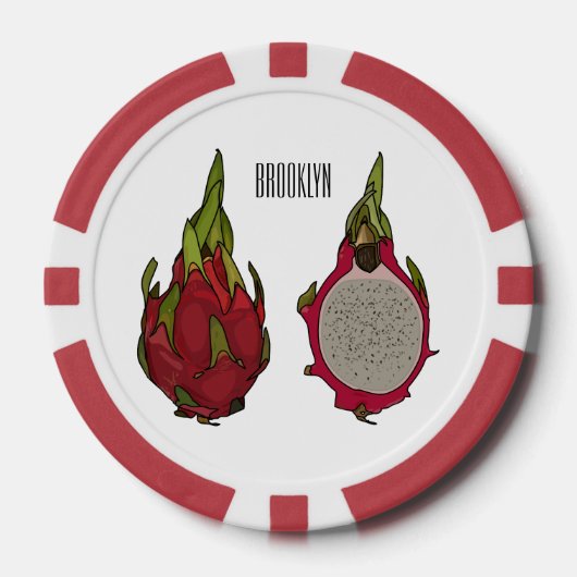 Dragon Frucht Cartoon Illustration Pokerchips (Vorderseite)