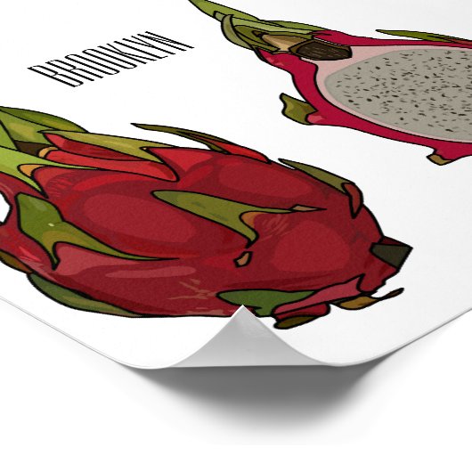 Dragon Frucht Cartoon Illustration Poster (Ecke)