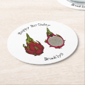 Dragon Frucht Cartoon Illustration Runder Pappuntersetzer (Angewinkelt)