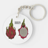 Dragon Frucht Cartoon Illustration Schlüsselanhänger (Rückseite)