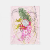 Dragon Fruit and Pink Orchid Tropical Calligraphy Fleecedecke (Vorderseite)