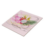Dragon Fruit and Pink Orchid Tropical Calligraphy Fliese (Seite)