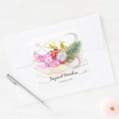 Dragon Fruit and Pink Orchid Tropical Calligraphy Quadratischer Aufkleber (Umschlag)