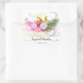 Dragon Fruit and Pink Orchid Tropical Calligraphy Quadratischer Aufkleber (Tasche)